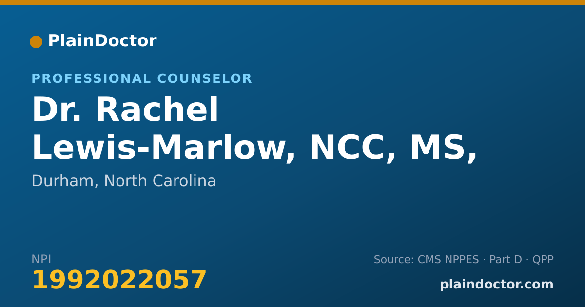 Shareable card for Rachel Lewis-Marlow, NCC, MS, EDS, LPCA - Professional Counselor, Durham, NC