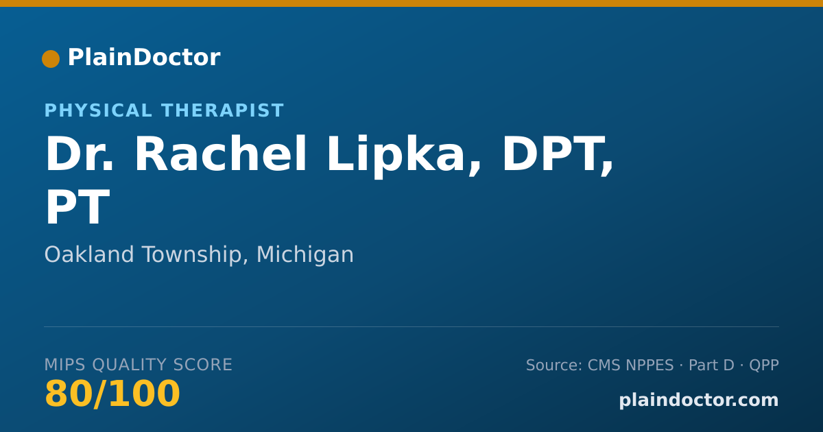 Shareable card for Rachel Lipka, DPT, PT - Physical Therapist, Oakland Township, MI