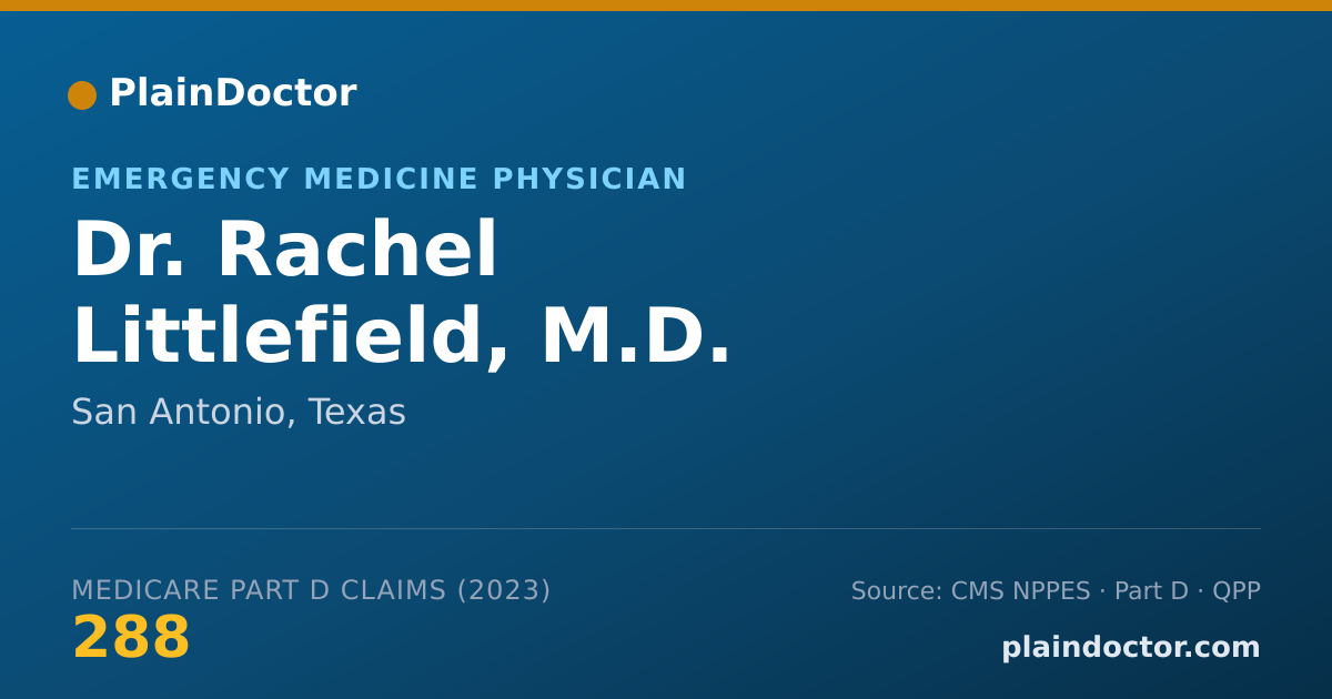 Shareable card for Rachel Littlefield, M.D. - Emergency Medicine Physician, San Antonio, TX
