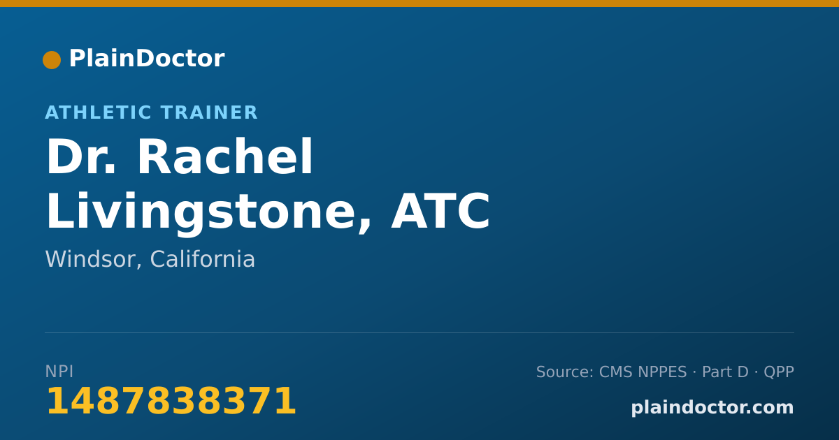 Shareable card for Rachel Livingstone, ATC - Athletic Trainer, Windsor, CA
