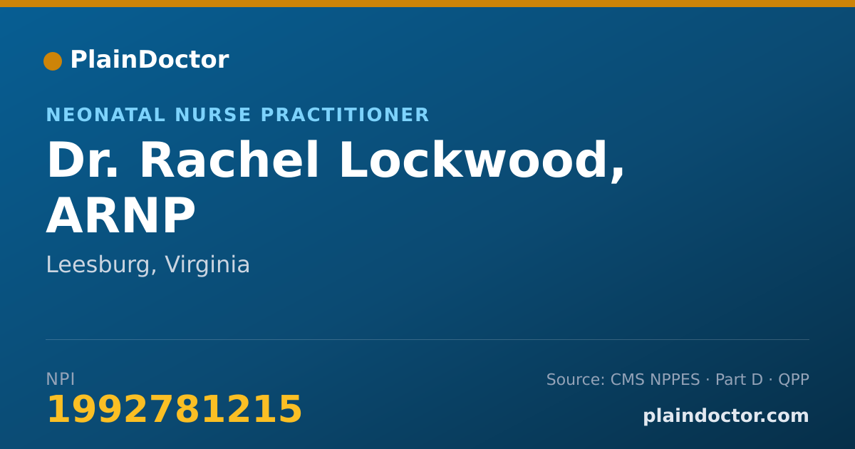 Shareable card for Rachel Lockwood, ARNP - Neonatal Nurse Practitioner, Leesburg, VA