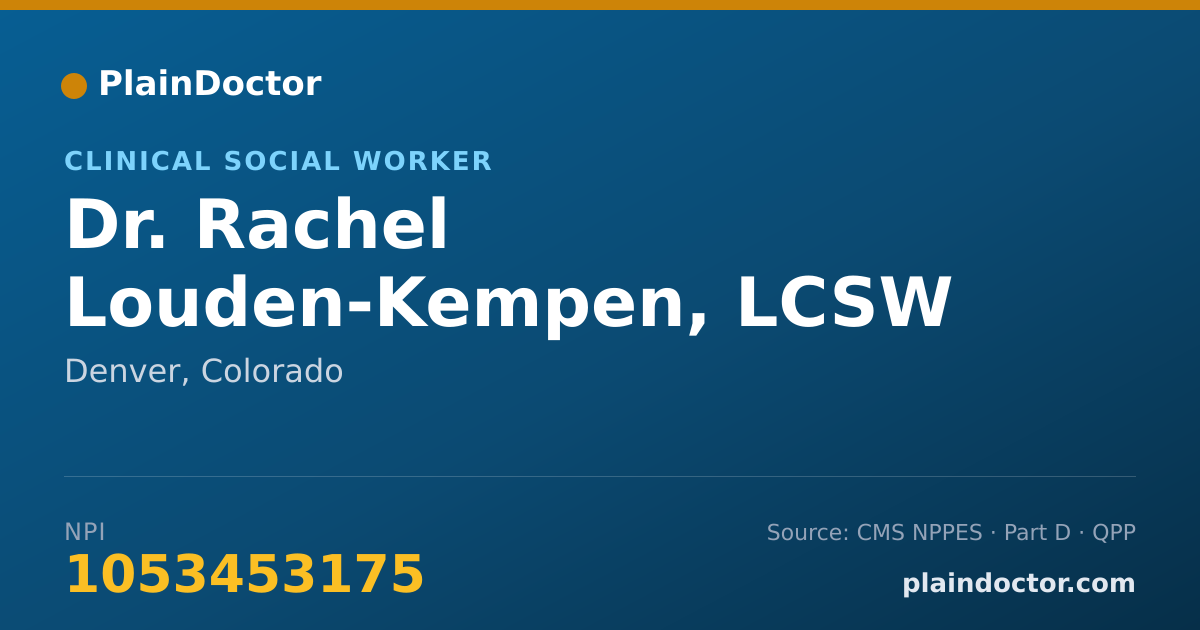 Shareable card for Rachel Louden-Kempen, LCSW - Clinical Social Worker, Denver, CO