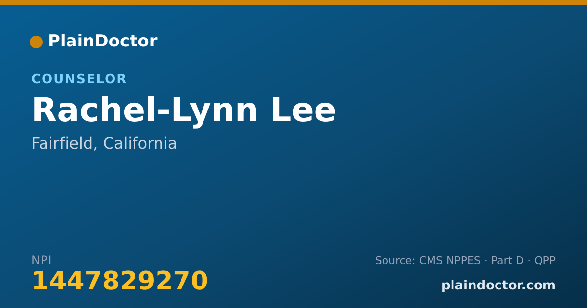 Shareable card for Rachel-Lynn Lee - Counselor, Fairfield, CA