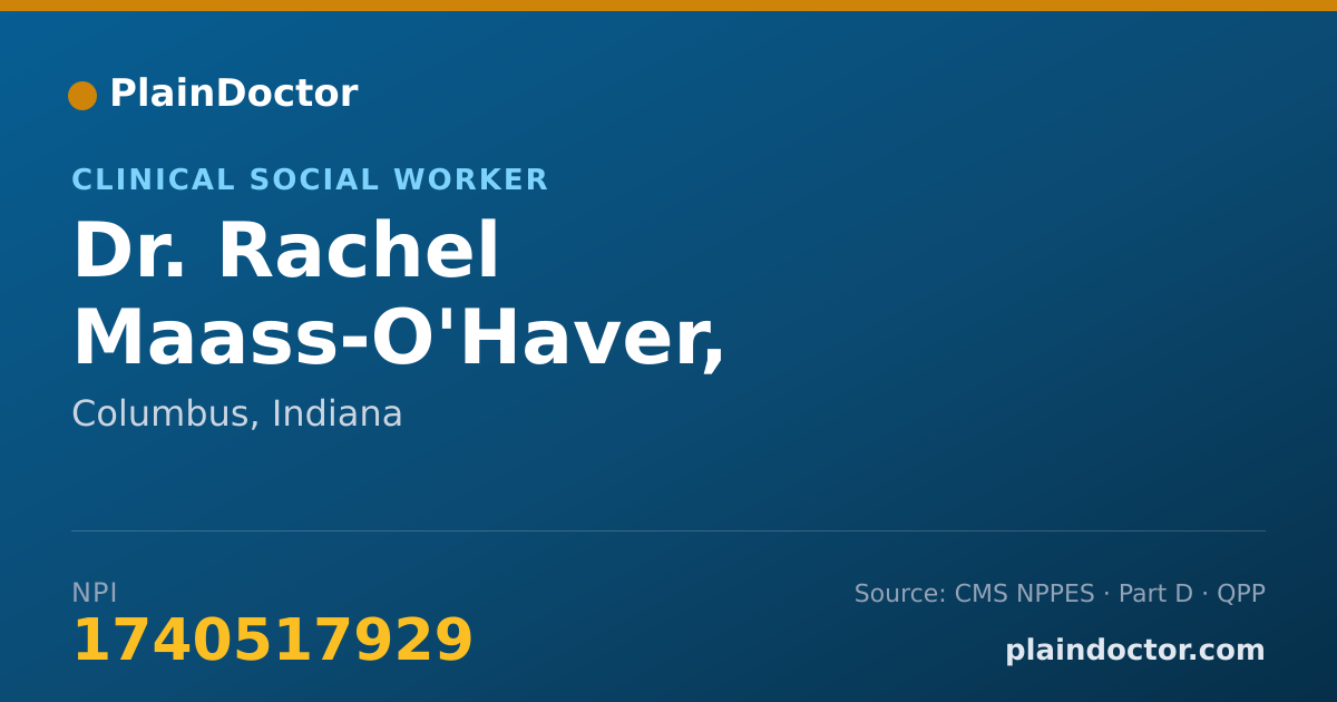 Shareable card for Rachel Maass-O'Haver, MSW,LCSW - Clinical Social Worker, Columbus, IN