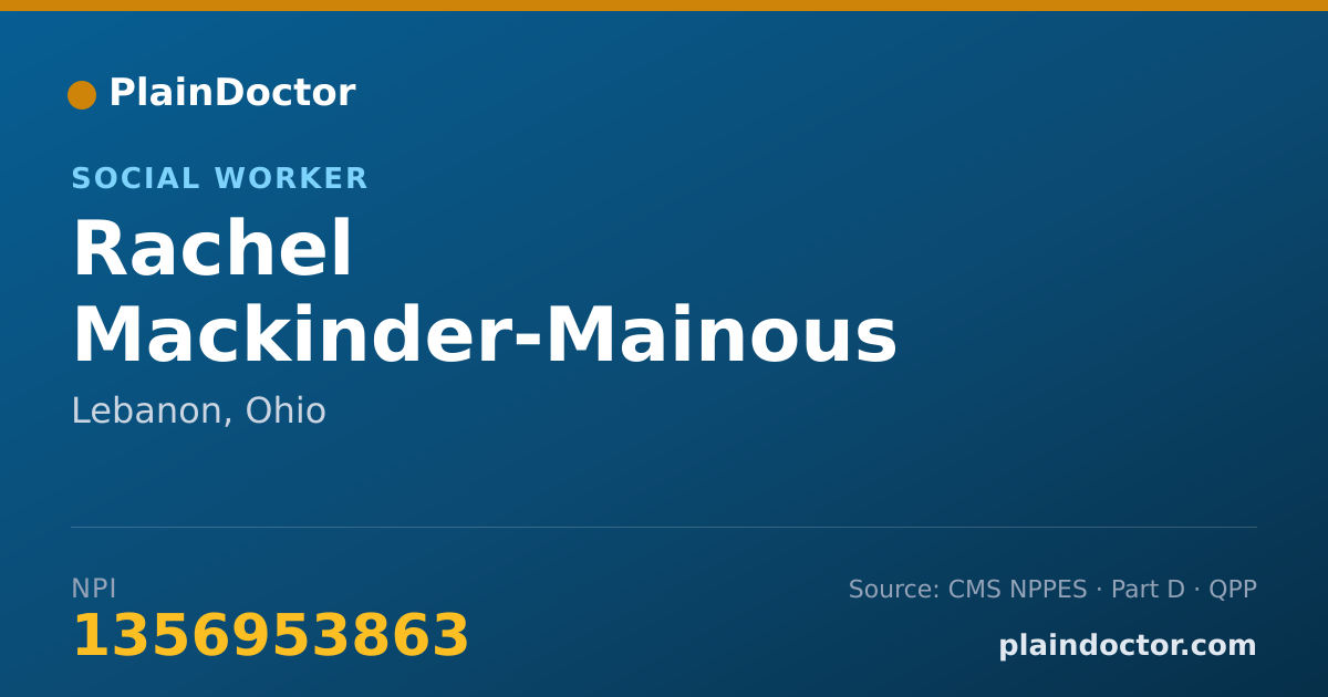 Shareable card for Rachel Mackinder-Mainous - Social Worker, Lebanon, OH