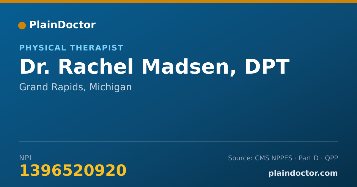 Shareable card for Rachel Madsen, DPT - Physical Therapist, Grand Rapids, MI