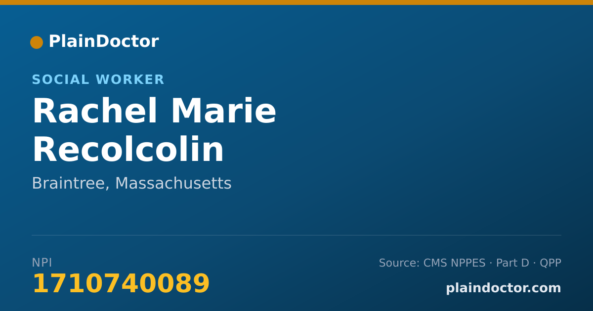 Shareable card for Rachel Marie Recolcolin - Social Worker, Braintree, MA