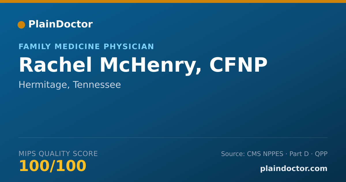 Shareable card for Rachel McHenry, CFNP - Family Medicine Physician, Hermitage, TN