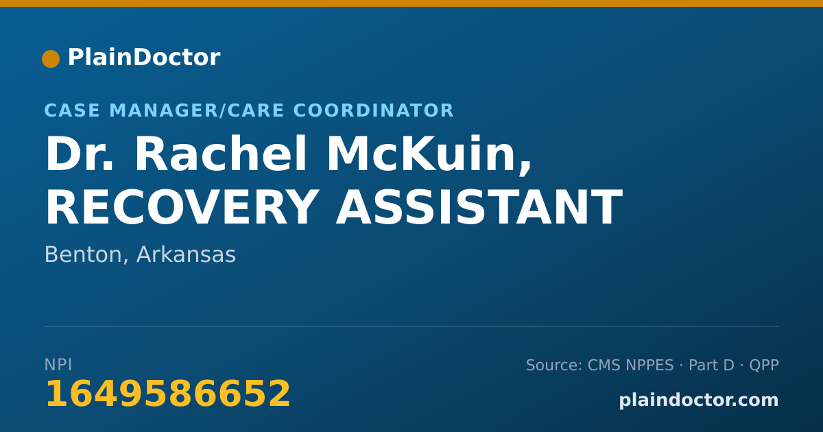 Shareable card for Rachel McKuin, RECOVERY ASSISTANT - Case Manager/Care Coordinator, Benton, AR