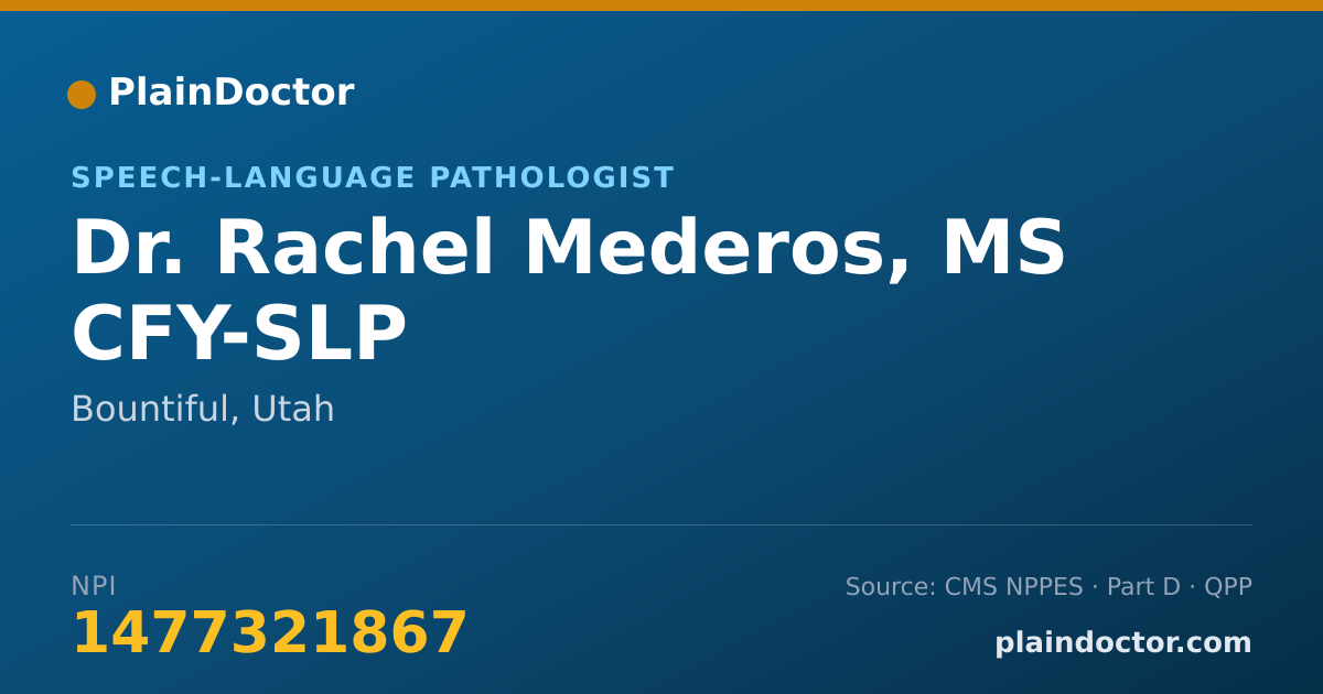 Shareable card for Rachel Mederos, MS CFY-SLP - Speech-Language Pathologist, Bountiful, UT