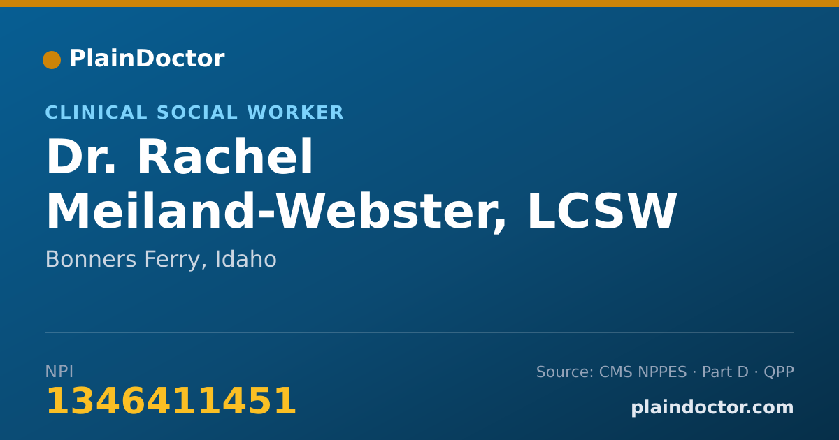 Shareable card for Rachel Meiland-Webster, LCSW - Clinical Social Worker, Bonners Ferry, ID