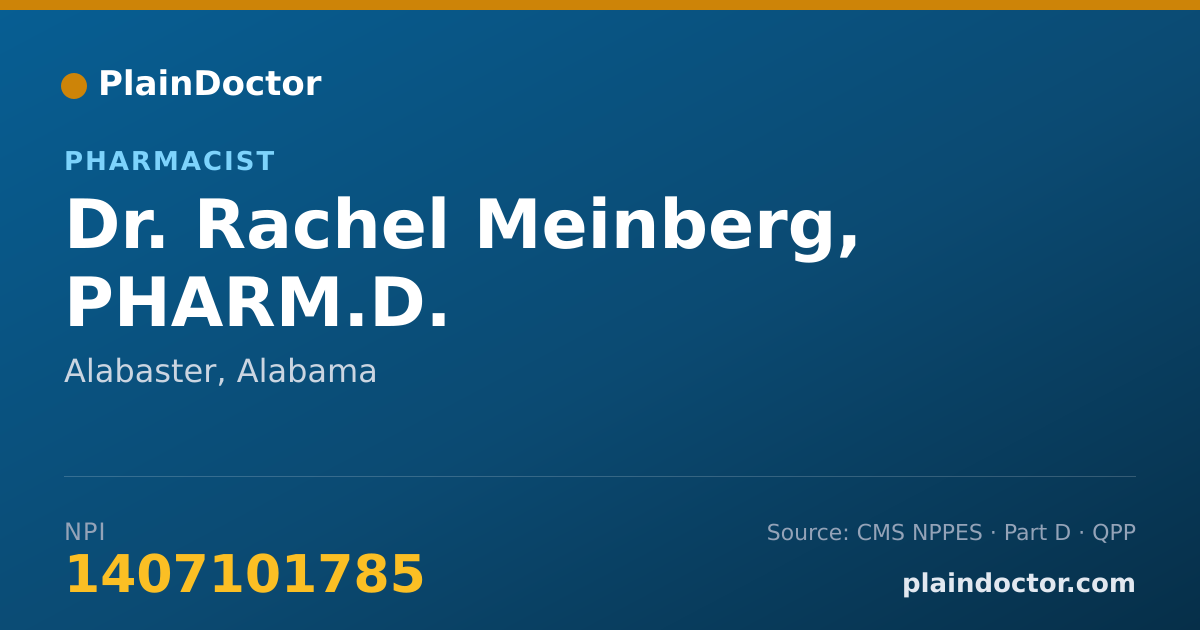 Shareable card for Rachel Meinberg, PHARM.D. - Pharmacist, Alabaster, AL