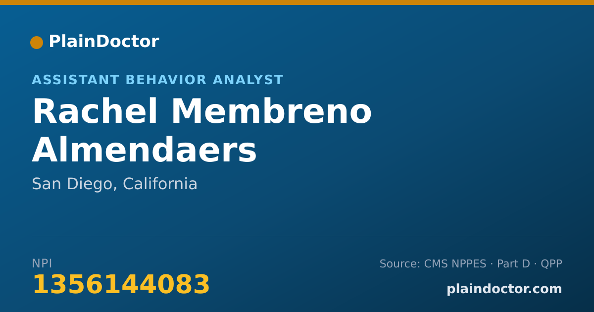 Shareable card for Rachel Membreno Almendaers - Assistant Behavior Analyst, San Diego, CA