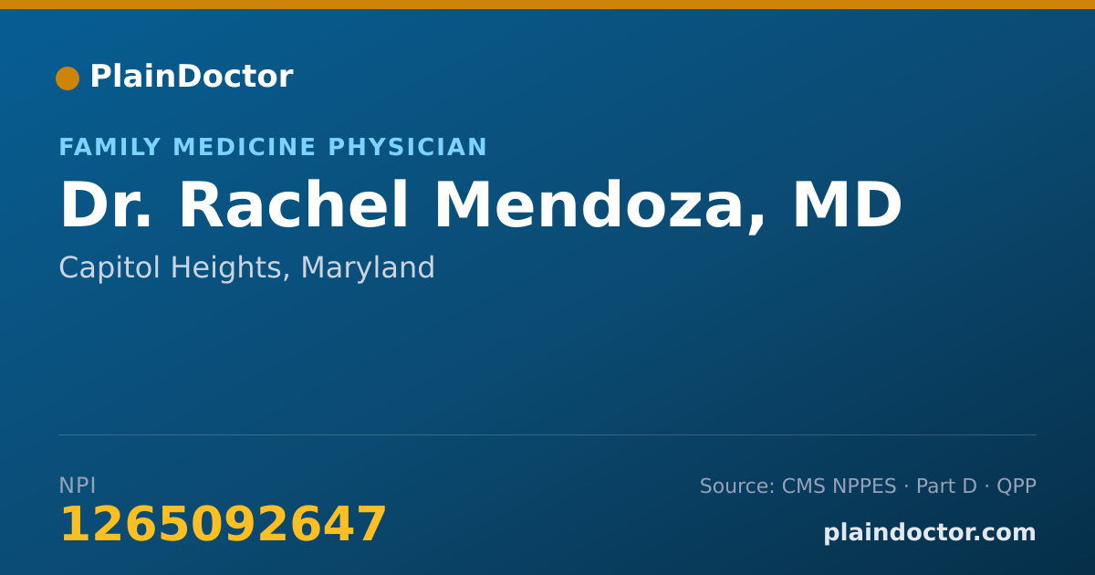Shareable card for Rachel Mendoza, MD - Family Medicine Physician, Capitol Heights, MD