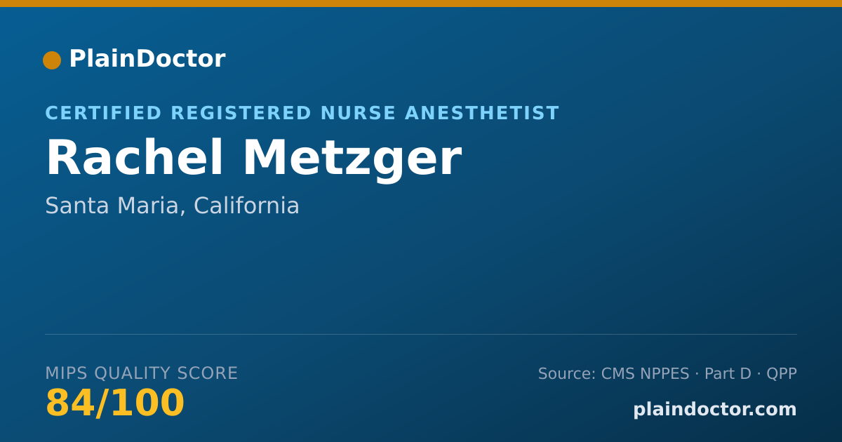 Shareable card for Rachel Metzger - Certified Registered Nurse Anesthetist, Santa Maria, CA