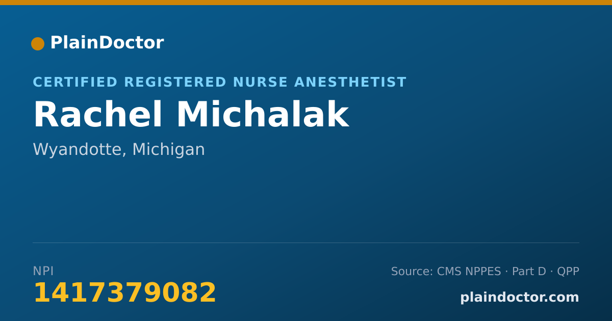 Shareable card for Rachel Michalak - Certified Registered Nurse Anesthetist, Wyandotte, MI