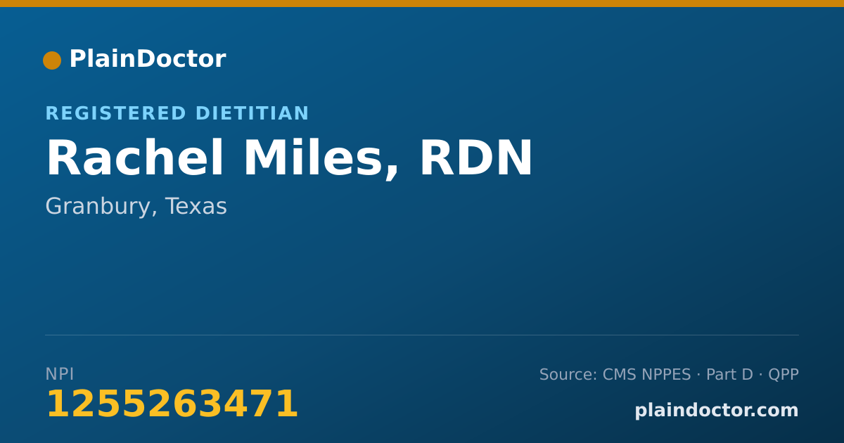 Shareable card for Rachel Miles, RDN - Registered Dietitian, Granbury, TX