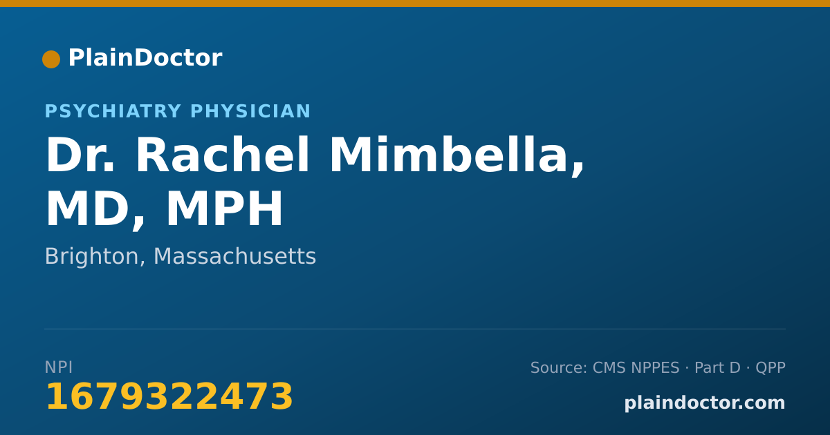 Shareable card for Rachel Mimbella, MD, MPH - Psychiatry Physician, Brighton, MA