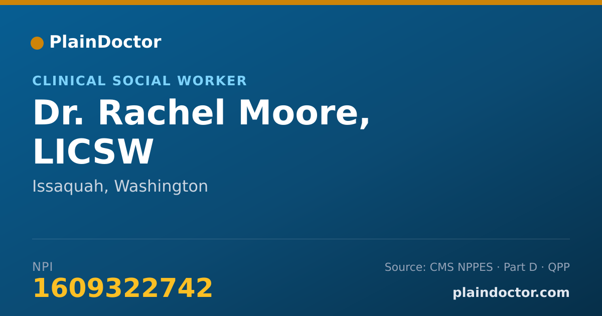 Shareable card for Rachel Moore, LICSW - Clinical Social Worker, Issaquah, WA