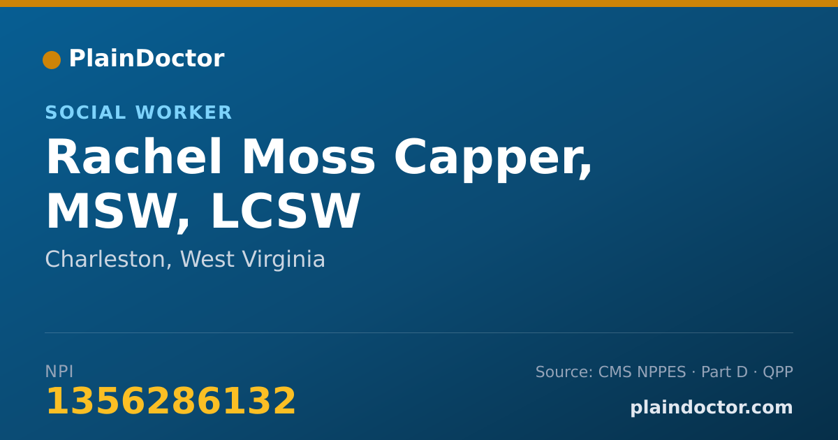 Shareable card for Rachel Moss Capper, MSW, LCSW - Social Worker, Charleston, WV