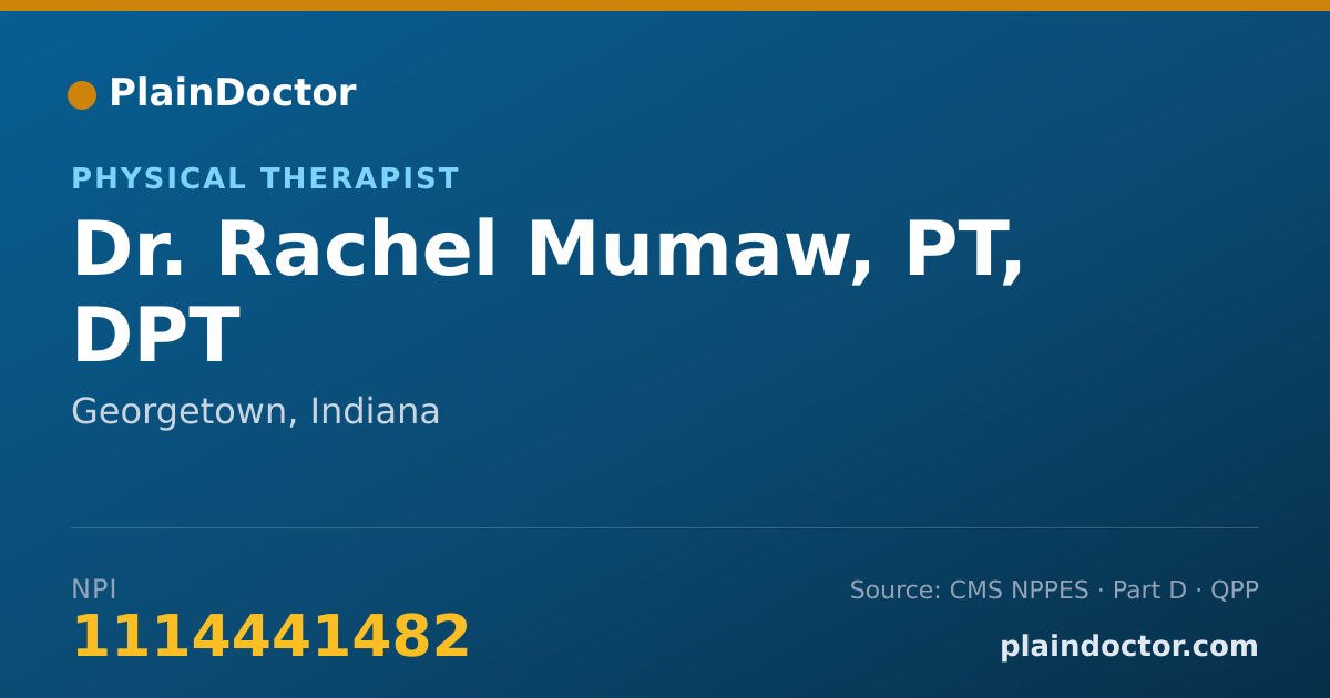 Shareable card for Rachel Mumaw, PT, DPT - Physical Therapist, Georgetown, IN