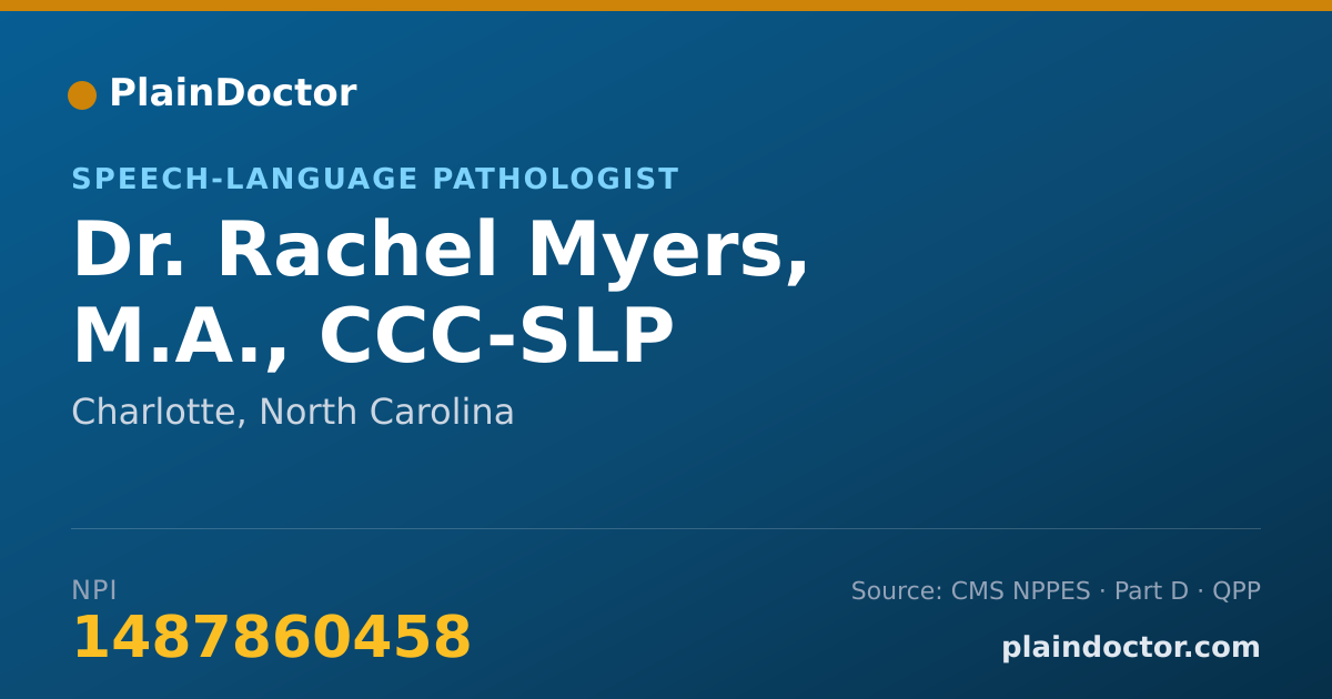Shareable card for Rachel Myers, M.A., CCC-SLP - Speech-Language Pathologist, Charlotte, NC