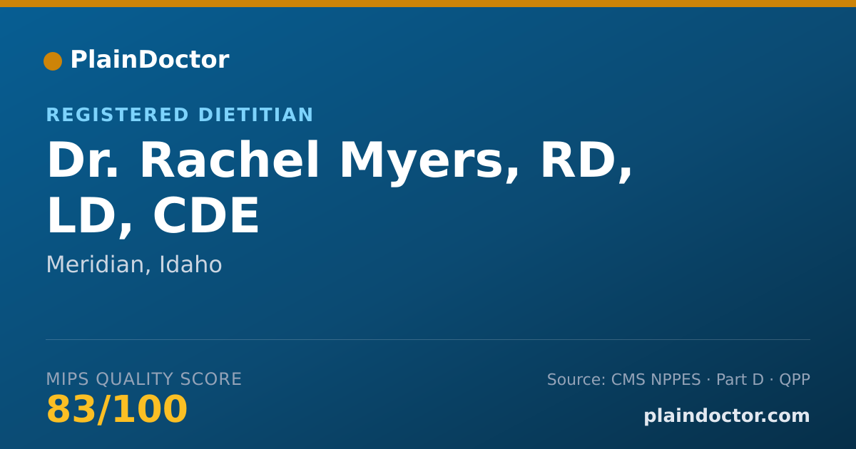 Shareable card for Rachel Myers, RD, LD, CDE - Registered Dietitian, Meridian, ID