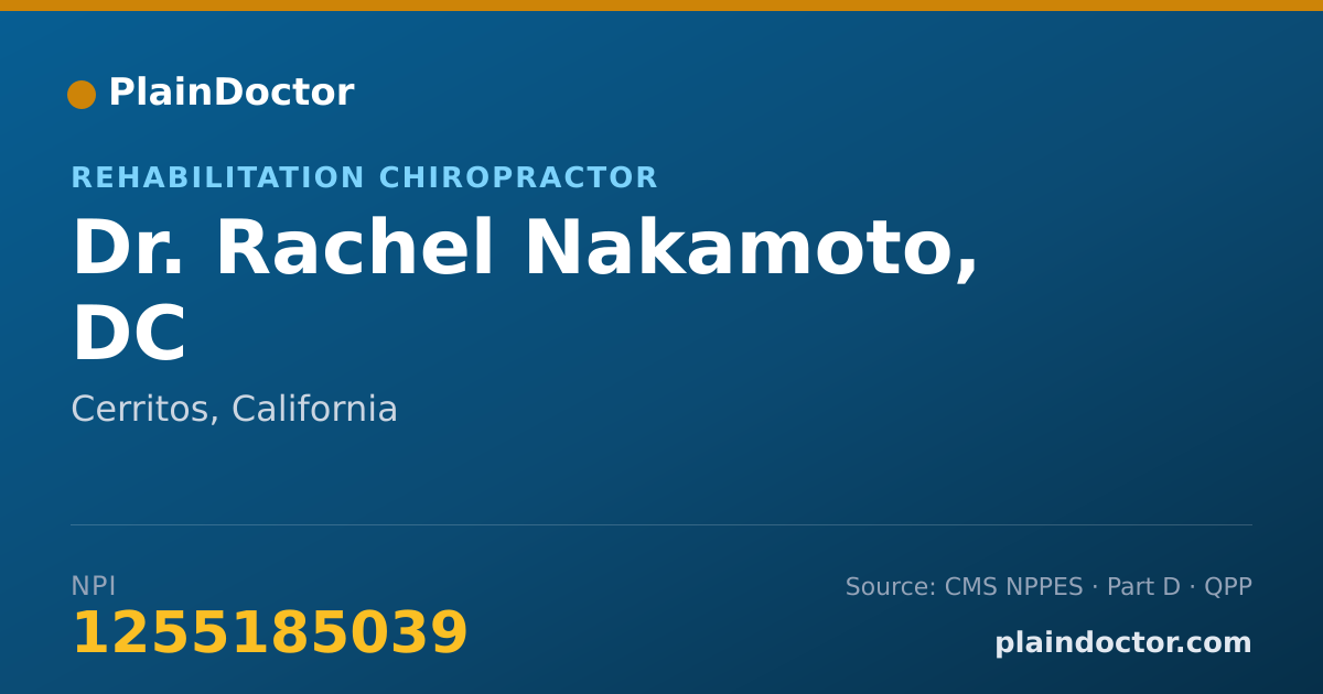 Shareable card for Rachel Nakamoto, DC - Rehabilitation Chiropractor, Cerritos, CA