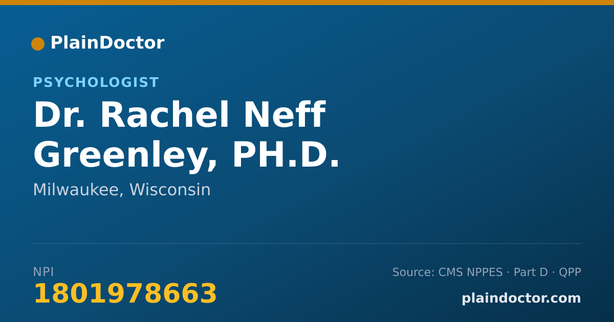 Shareable card for Rachel Neff Greenley, PH.D. - Psychologist, Milwaukee, WI