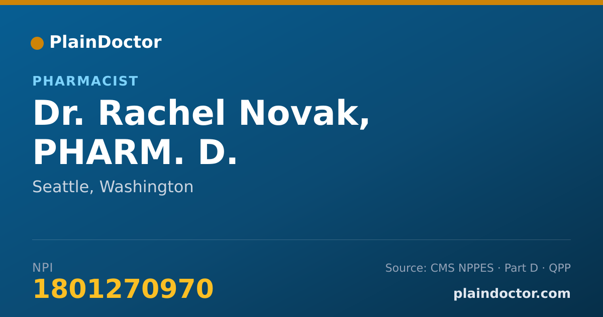 Shareable card for Rachel Novak, PHARM. D. - Pharmacist, Seattle, WA