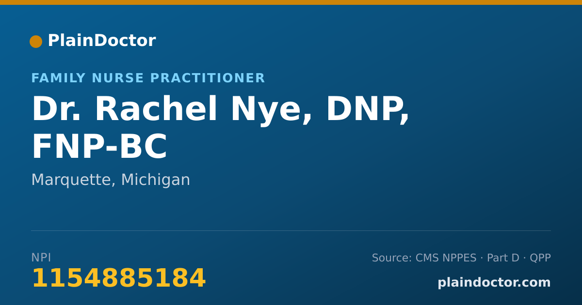 Shareable card for Rachel Nye, DNP, FNP-BC - Family Nurse Practitioner, Marquette, MI