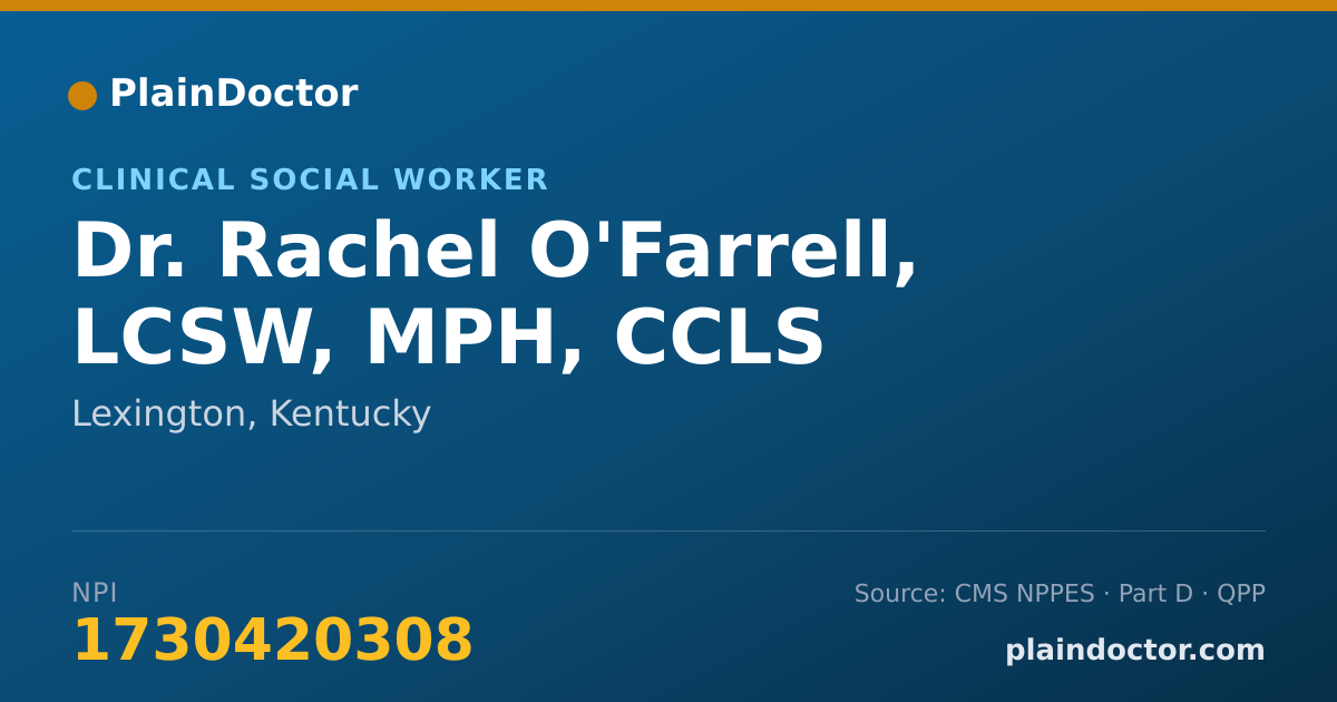 Shareable card for Rachel O'Farrell, LCSW, MPH, CCLS - Clinical Social Worker, Lexington, KY
