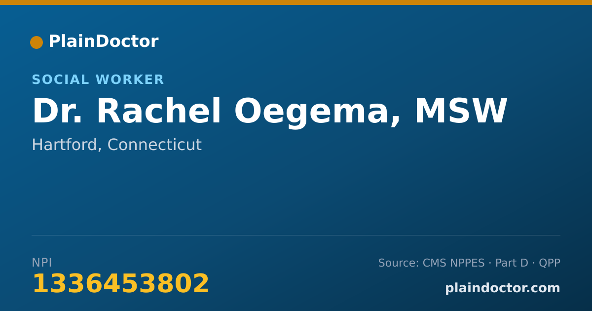 Shareable card for Rachel Oegema, MSW - Social Worker, Hartford, CT