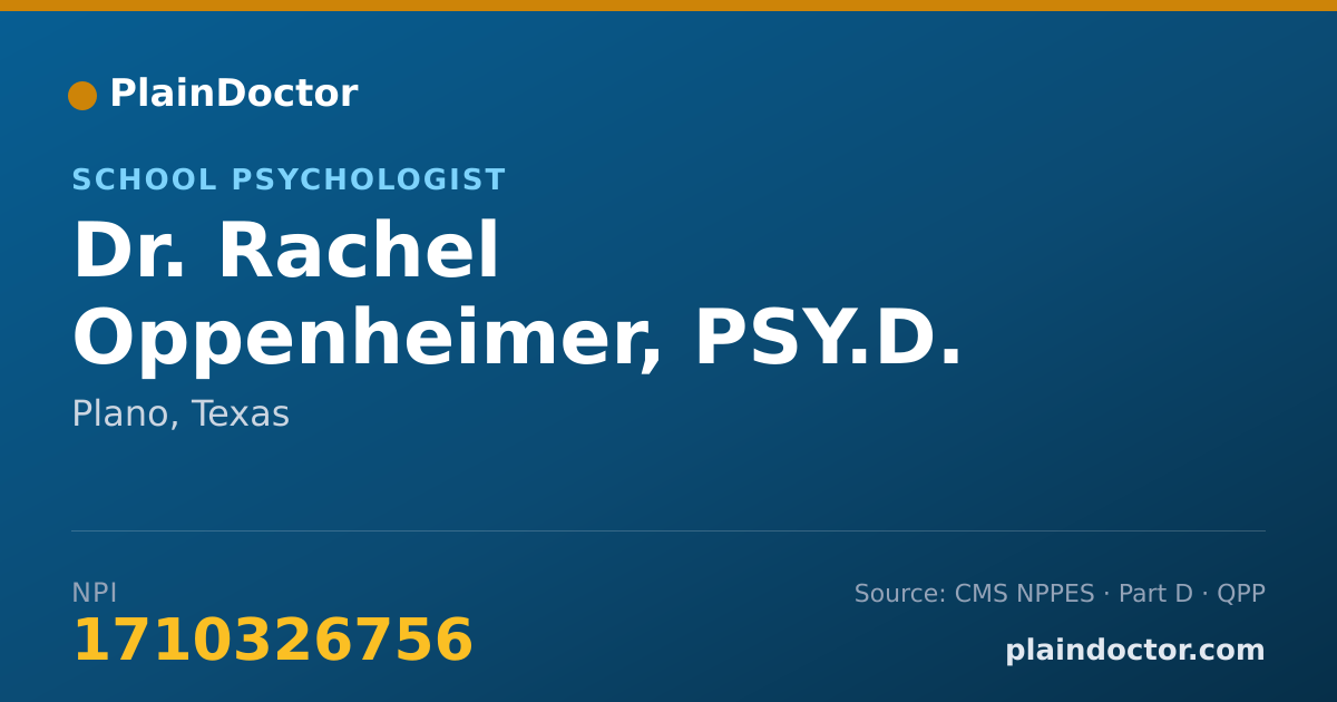 Shareable card for Rachel Oppenheimer, PSY.D. - School Psychologist, Plano, TX