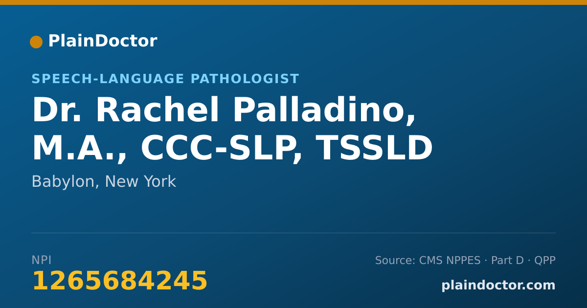 Shareable card for Rachel Palladino, M.A., CCC-SLP, TSSLD - Speech-Language Pathologist, Babylon, NY