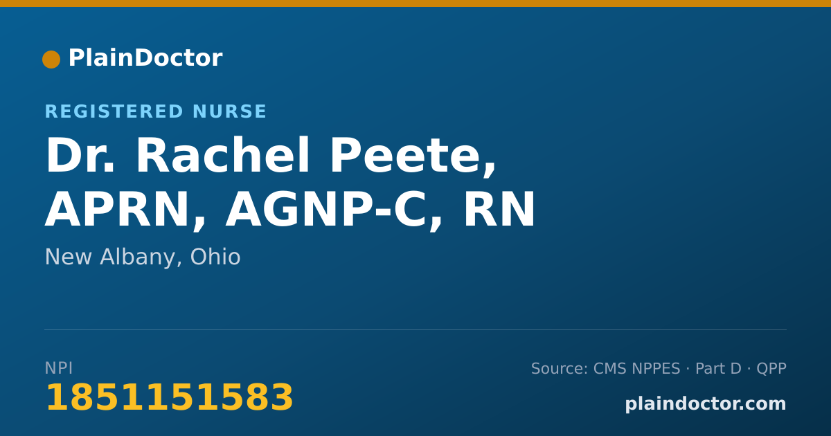 Shareable card for Rachel Peete, APRN, AGNP-C, RN - Registered Nurse, New Albany, OH