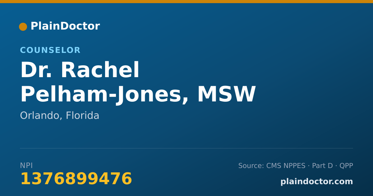 Shareable card for Rachel Pelham-Jones, MSW INTERN - Counselor, Orlando, FL