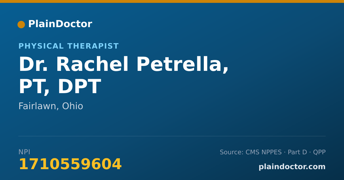 Shareable card for Rachel Petrella, PT, DPT - Physical Therapist, Fairlawn, OH