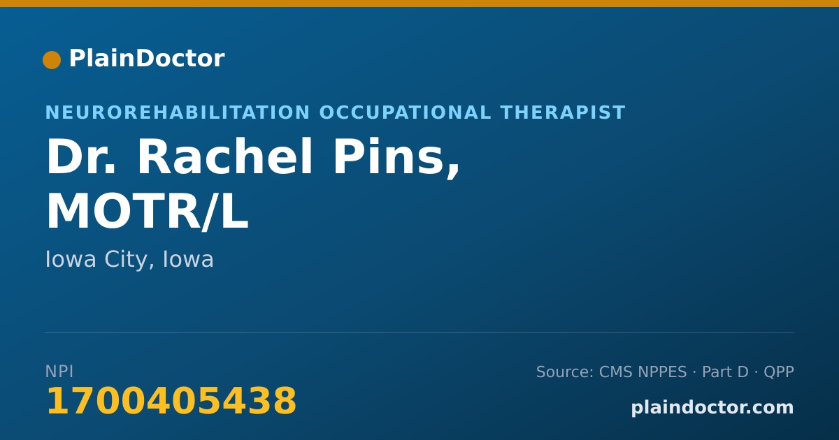 Shareable card for Rachel Pins, MOTR/L - Neurorehabilitation Occupational Therapist, Iowa City, IA