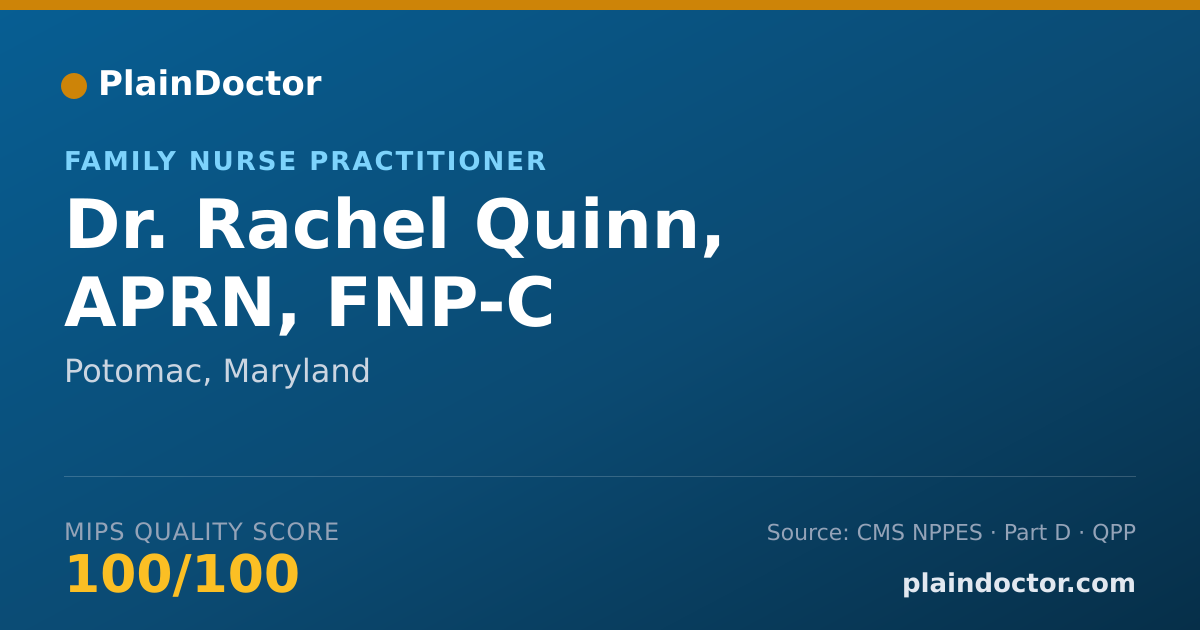 Shareable card for Rachel Quinn, APRN, FNP-C - Family Nurse Practitioner, Potomac, MD