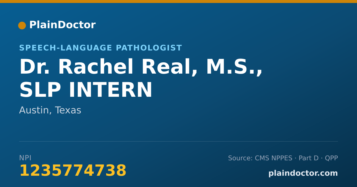 Shareable card for Rachel Real, M.S., SLP INTERN - Speech-Language Pathologist, Austin, TX