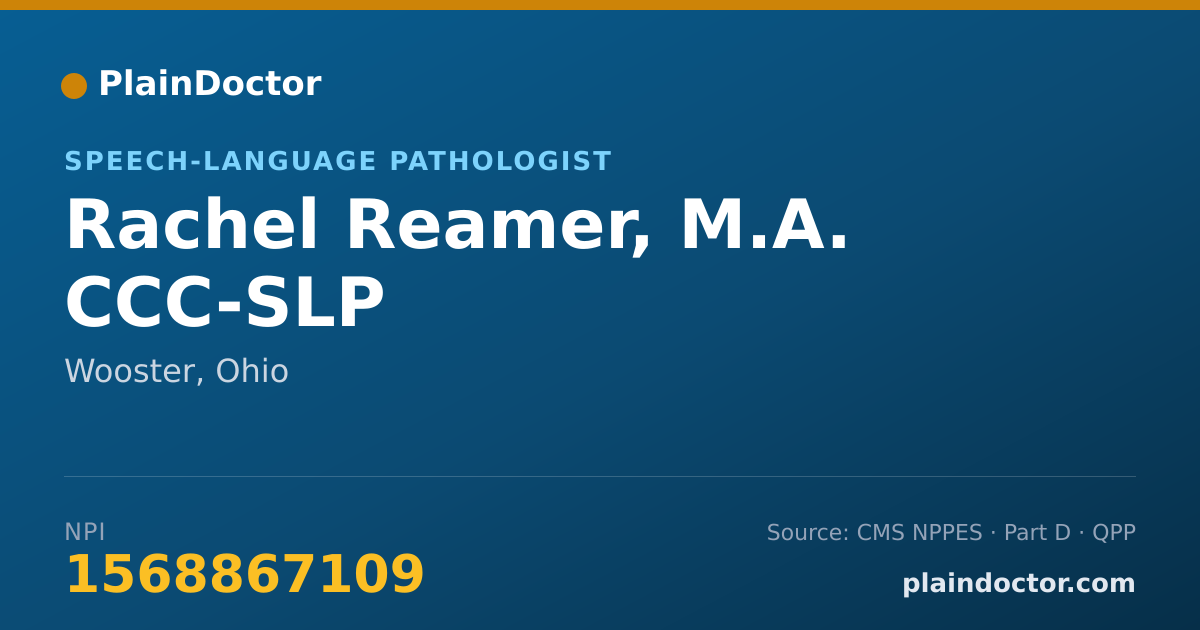 Shareable card for Rachel Reamer, M.A. CCC-SLP - Speech-Language Pathologist, Wooster, OH