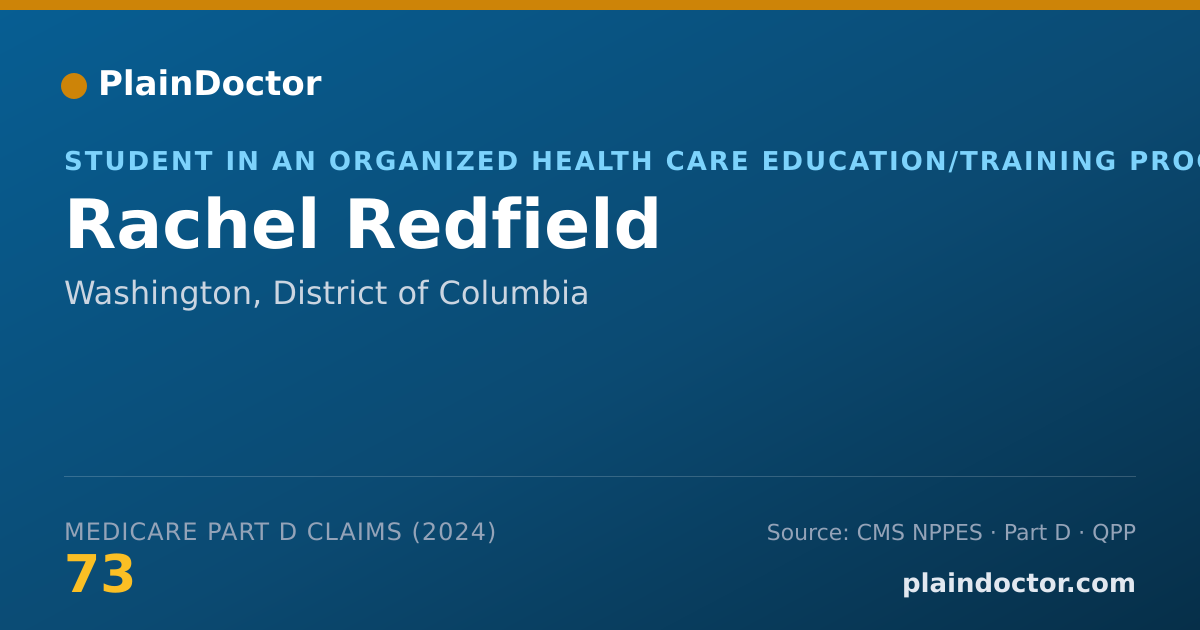 Shareable card for Rachel Redfield - Student in an Organized Health Care Education/Training Program, Washington, DC
