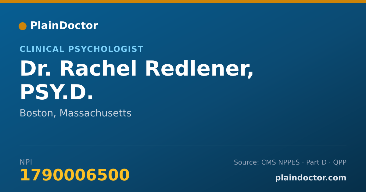 Shareable card for Rachel Redlener, PSY.D. - Clinical Psychologist, Boston, MA