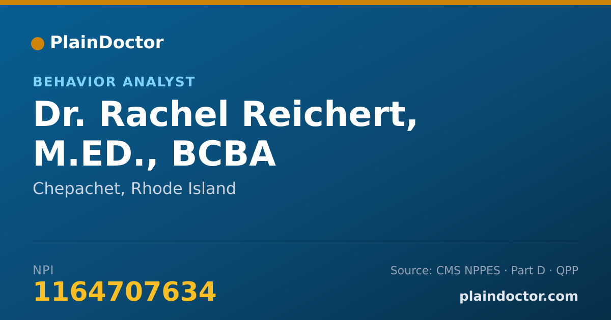 Shareable card for Rachel Reichert, M.ED., BCBA - Behavior Analyst, Chepachet, RI