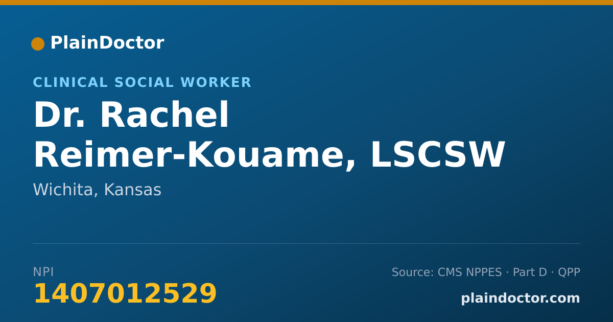 Shareable card for Rachel Reimer-Kouame, LSCSW - Clinical Social Worker, Wichita, KS