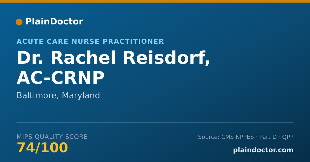Shareable card for Rachel Reisdorf, AC-CRNP - Acute Care Nurse Practitioner, Baltimore, MD
