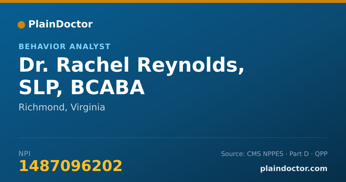 Shareable card for Rachel Reynolds, SLP, BCABA - Behavior Analyst, Richmond, VA