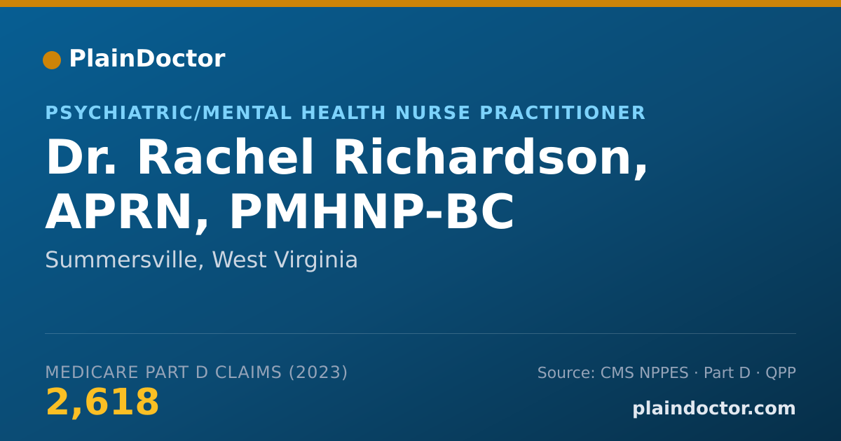 Shareable card for Rachel Richardson, APRN, PMHNP-BC - Psychiatric/Mental Health Nurse Practitioner, Summersville, WV