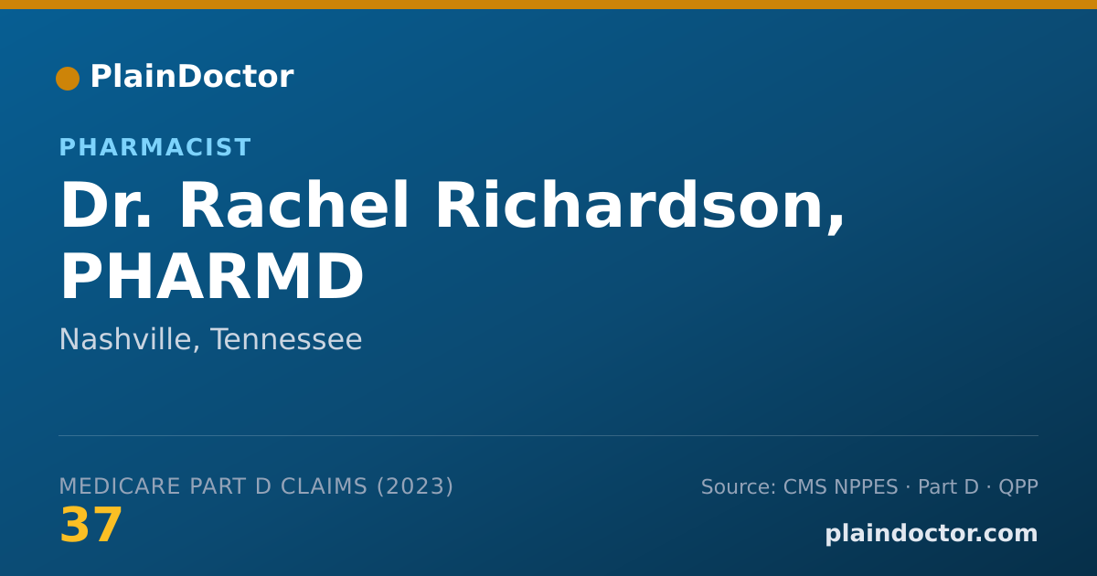 Shareable card for Rachel Richardson, PHARMD - Pharmacist, Nashville, TN